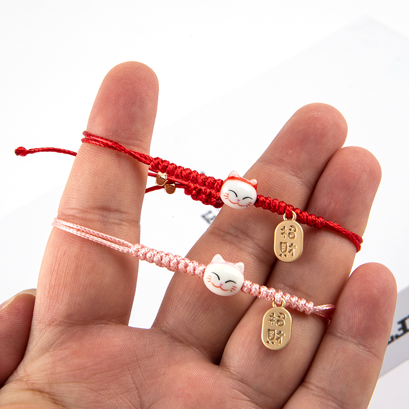 Naruto Headband Metal - 수제 다채로운 로프 행운의 고양이 팔찌,