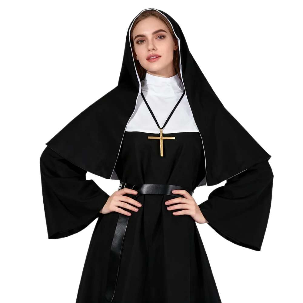 Anime Cosplay Nun - 할로윈 수녀 코스프레 의상 전통 성인