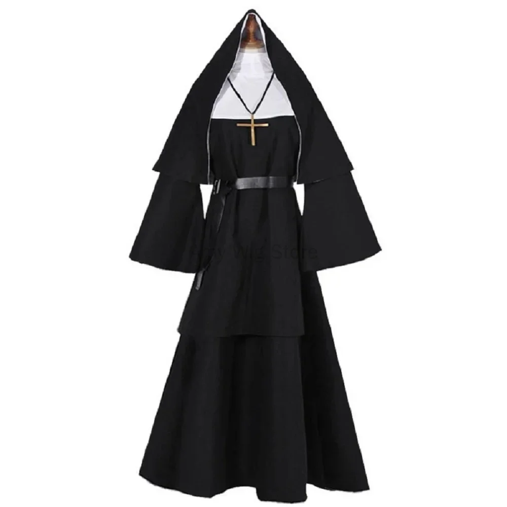 Anime Cosplay Nun - 여성용 수녀 코스튬 무서운 할로윈 의상