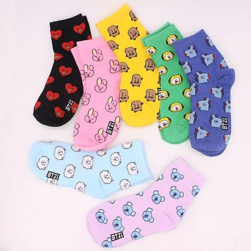 Cosplay Korean Anime - 카와이 BT21 만화 양말 귀여운 미드