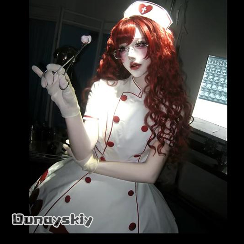 Anime Cosplay Nurse - OHaYo% 블러디 간호사 팬아트 할로윈 코스프레