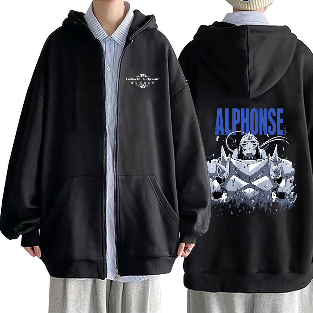애니메이션 풀메탈 알chemist 그래픽 지퍼 후드티  - Fullmetal Alchemist Coat 리뷰 및 가격