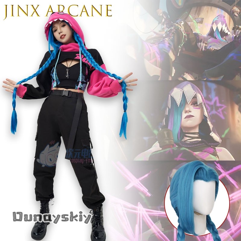 Dunayskiy@Jinx Arcane 후드티 코스프레 - Anime Cosplay Blue Hair 리뷰 및 가격