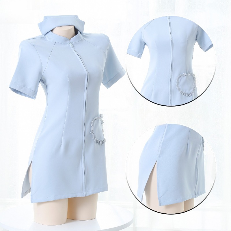 애니메이션 간호사 코스프레 의상 귀여운 블루 반팔 드레 - Anime Cosplay Nurse 리뷰 및 가격
