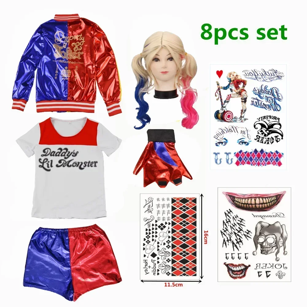 할리 코스프레 의상, 자살 퀸젤 어린이 소녀 퀸 스쿼드 - Anime Harley Quinn Cosplay 리뷰 및 가격