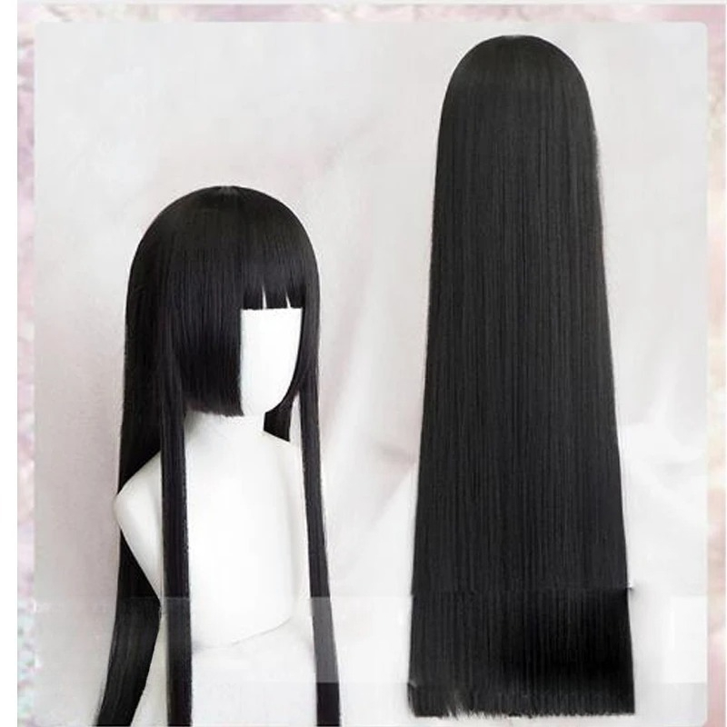 100cm 유메코 자바미 코스프레 가발 블랙 스트레이트 - Anime Cosplay Yumeko 리뷰 및 가격
