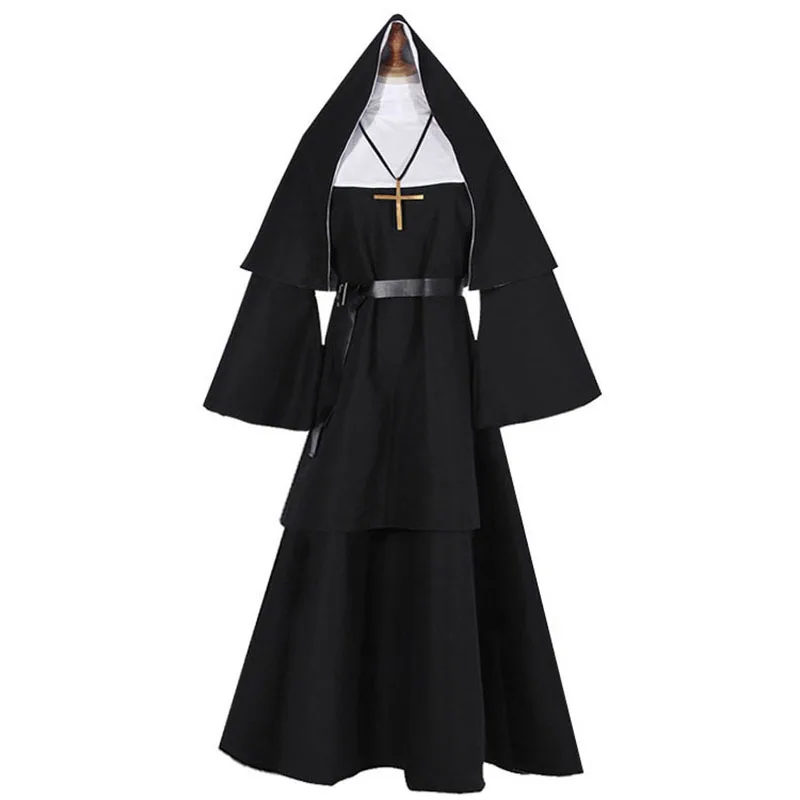 할로윈 수녀 코스프레 의상 전통 성인 발락 검은색 종교 - Anime Cosplay Nun 리뷰 및 가격