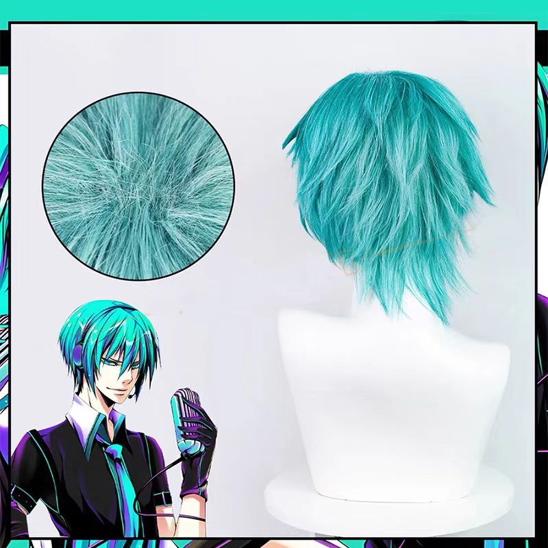 미쿠오 코스프레 가발 애니메이션 미쿠 블루 짧은 머리  - Anime Cosplay Blue Hair 리뷰 및 가격