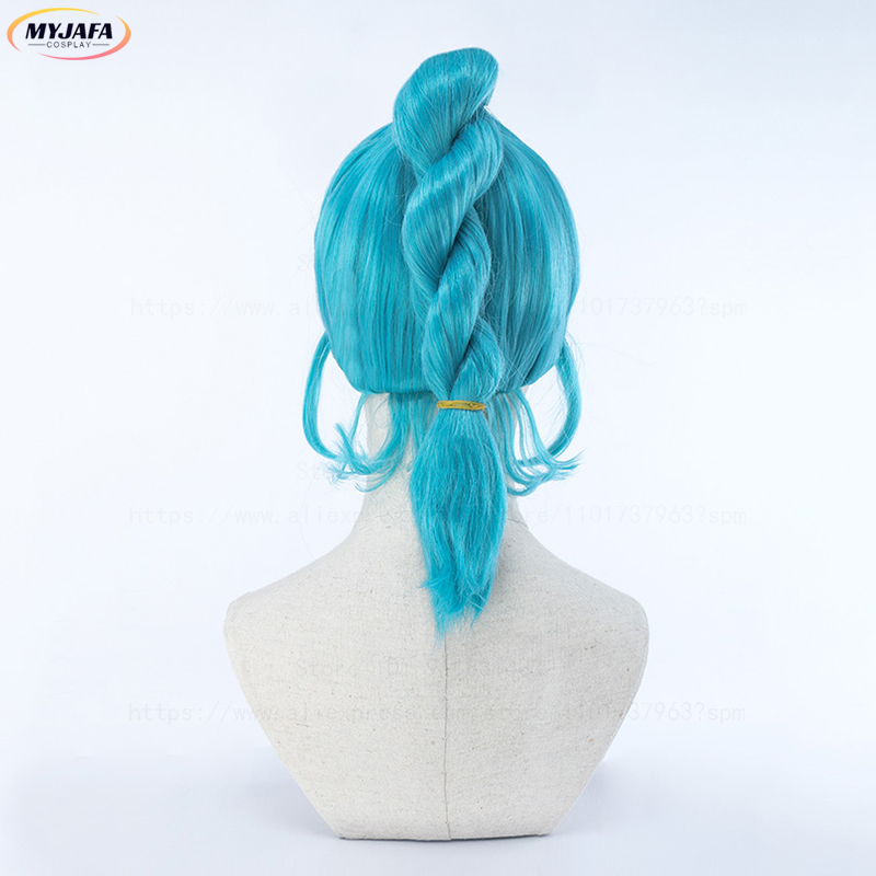 불마 코스프레 가발 부루마 가발 블루 브레이드 포니테일 - Anime Cosplay Blue Hair 리뷰 및 가격