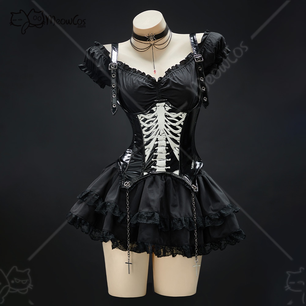 미국 주식 MEOWCOS 미스 미사 고딕 블랙 코르셋  - Anime Cosplay Com 리뷰 및 가격