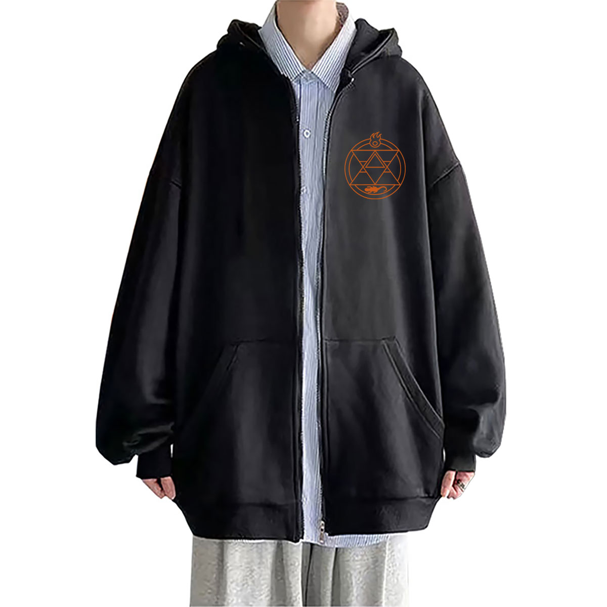 애니메이션 강철의 연금술사 로이 머스탱 그래픽 지퍼 후 - Fullmetal Alchemist Coat 리뷰 및 가격