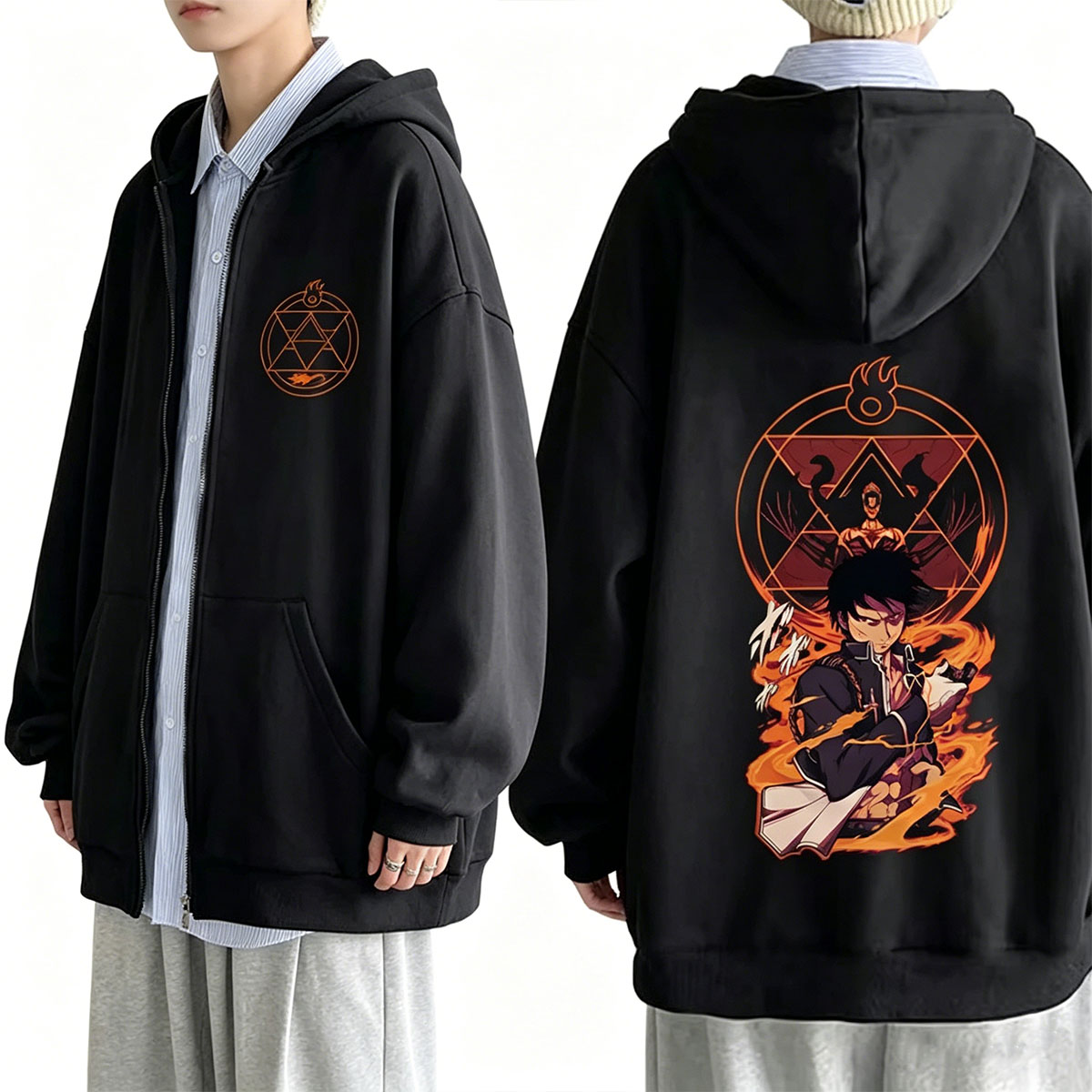 애니메이션 강철의 연금술사 로이 머스탱 그래픽 지퍼 후 - Fullmetal Alchemist Coat 리뷰 및 가격