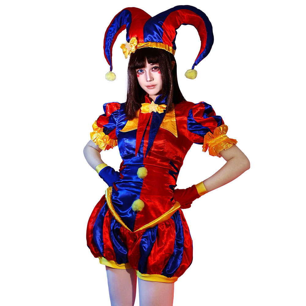 MMGG 놀라운 디지털 서커스 폼니 코스프레 의상 광대 - Anime Harley Quinn Cosplay 리뷰 및 가격