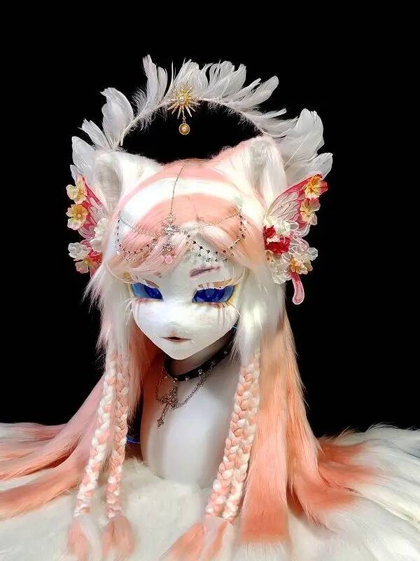 수제 키그 퍼슈트 헤드, 귀여운 고양이 케모노 마스크, - Anime Cosplay With Mask 리뷰 및 가격